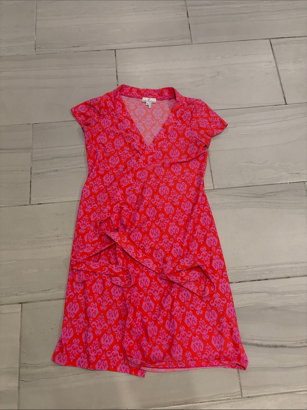 Jude Connally Fuchsia and Magenta Print Wrap Short-Sleeve Wrap Dress
